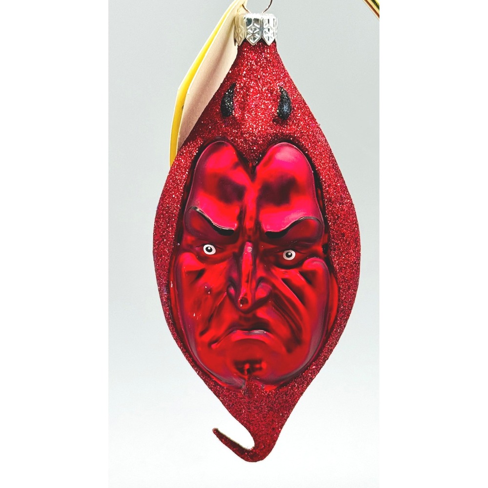 Patricia Breen Ornament Henry You Little Devil Red Glass Glitter Poland 5 Inch